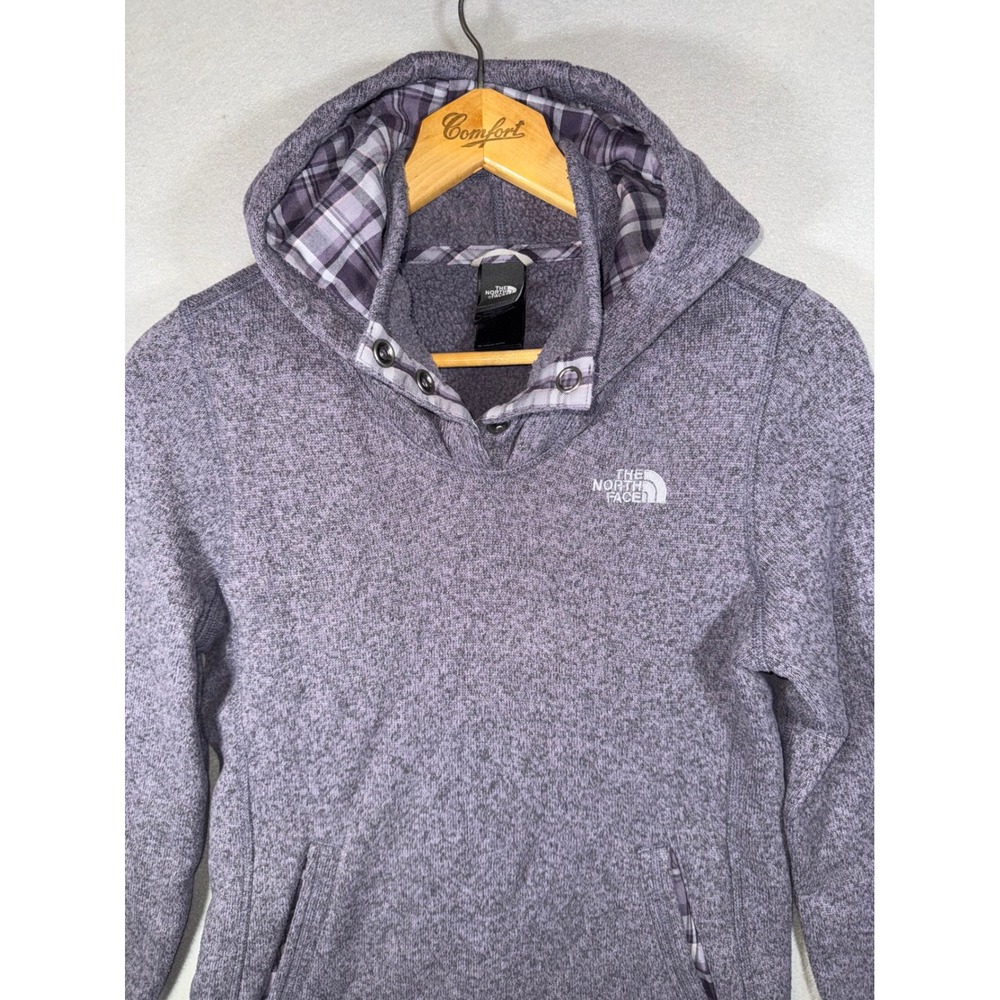The North Face Womens Purple Crescent Sunset Hoodie Plaid Lined Pullover C792 M